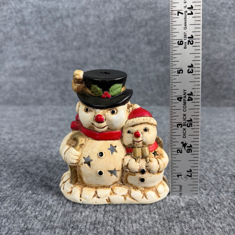 Vintage Snowman Candle Holder Porcelain Winter Tea Light German Christmas Decor - Picture 10 of 12
